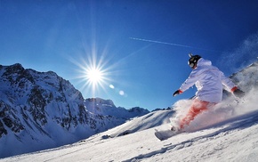 Sun, mountain, sports, snow