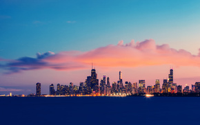 evening, Chicago, USA, cities