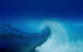 blue, painting, background, wave