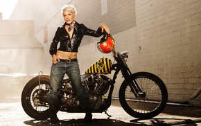 motorcycle, music, blonde