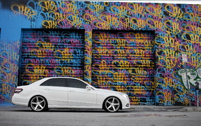 white, cars, graffiti, Mercedes, tuning
