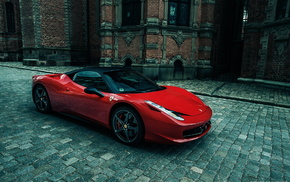 street, cars, city, Ferrari