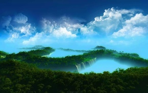 clouds, landscape, nature, mist