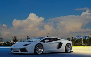 clouds, cars