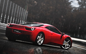 Ferrari, cars, rain