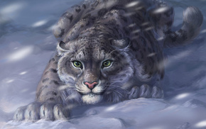 winter, animals, snow, predator, eyes