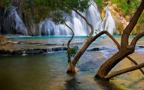 lake, nature, waterfall