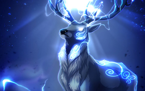 horns, light, patterns, fantasy, deer