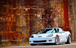 white, rock, cars, road