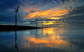 nature, reflection, evening, water, sea