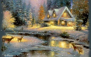 Christmas, lodge, winter