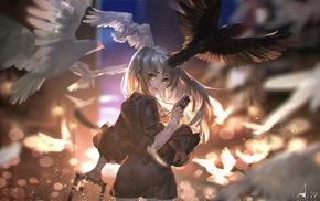 anime girls, pigeons