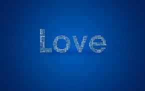 love, blue background, simple background, typography