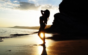 water, girl, sand, beach