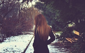 alone, girl outdoors, girl, snow