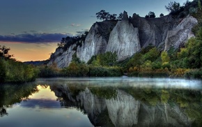 landscape, sunset, nature, lake