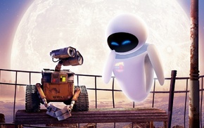 Disney, robot, Disney Pixar, WALLE, Eva, moon