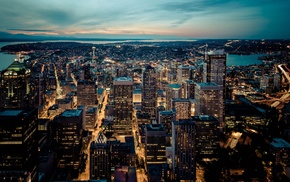 cityscape, night, city, lights