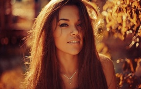 face, long hair, brunette, smiling, girl