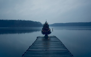 Christmas Tree, pier, lake