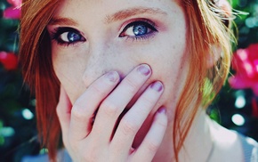 freckles, blue eyes