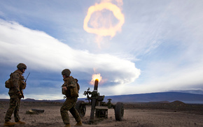 sky, field, gun