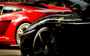 Ferrari, black, cars, red