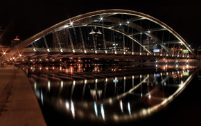 bridge, cities, city, night