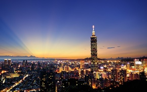 building, Taipei 101, anime, Taipei, lights, cityscape
