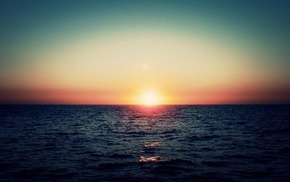 sea, sunset, horizon