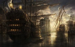 old ship, sea