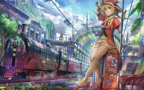 pirates, anime girls, artwork, train