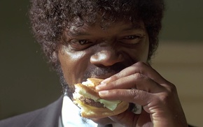 Pulp Fiction, burgers, eating, movies, Samuel L. Jackson