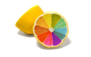 colorful, food, simple background, minimalism, lemons