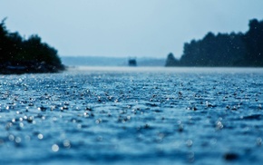 water, rain, depth of field, lake