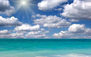 clouds, sky, sea, Sun, nature