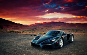 desert, cars, sunset