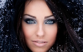 brunette, gray eyes, Maria Ignatenko, snow