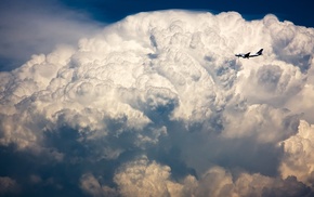 airplane, clouds