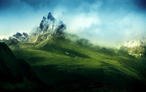mountain, nature, mist