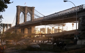 New York City, bridge, ruin