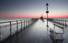 cities, bridge, sunset