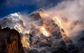 snowy peak, landscape, nature, storm