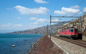city, road, river