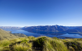 lake, mountain, nature
