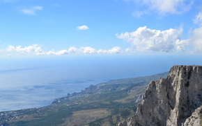 mountain, sea, nature