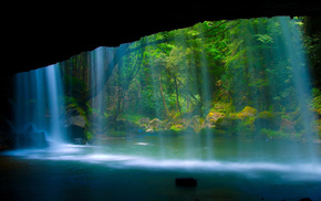 light, water, rock, nature, river