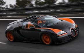 road, cars, black, orange, speed