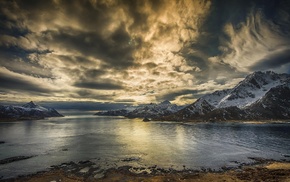mountain, beach, landscape