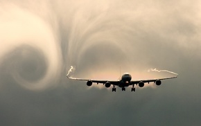 sky, aircraft, airplane, mist, wind